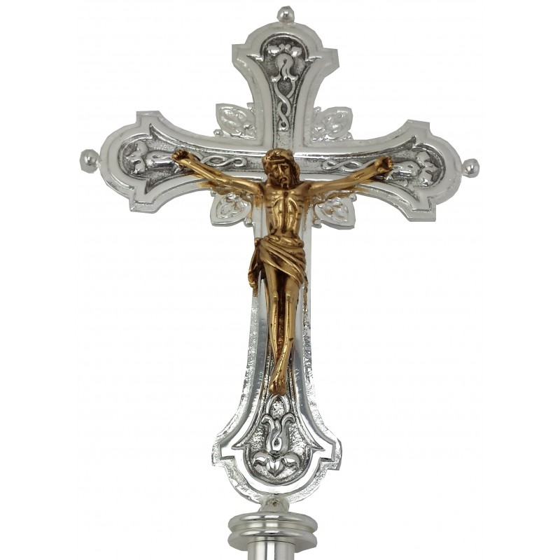 Croix de procession : trois poinçons, lettres REX, poinçon de la