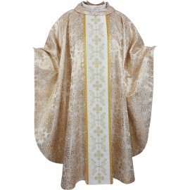 Chasuble et son étole en tissu damassé