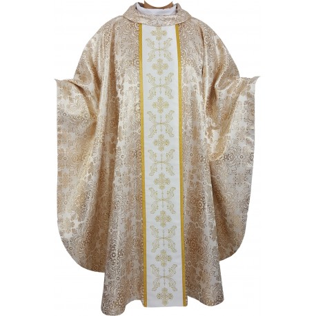 Chasuble et son étole en tissu damassé